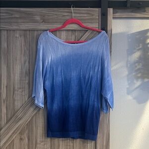 White House/Black Market Ombré Blue Lightweight Knit Top Size M
